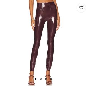 Faux Patent Leather Leggings in Ruby